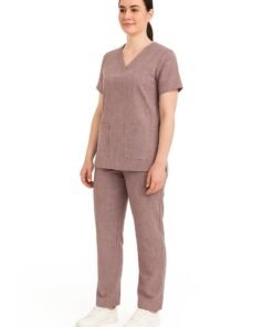 Rannah's Uniform Melange Scrub Suit Uniform Unisex Brown V-Neck Nurse Suit Set