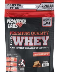 MONSTER LABS 100% Whey Protein 2.25 lbs (1kg) - Fast-Absorbing Isolate & Concentrate Blend for Muscle Recovery (Cookies)