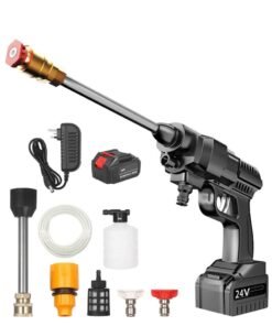 24V Cordless Portable Washer Electric High Pressure Cleaner Machine 30Bar Lithium Battery Handheld Car Cleaning Device With Foam Generator Nozzle Water Pump