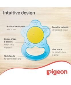 pigeon Cooling Teether for Babies, Easy-Grip Handle, Soothes Gums, Silicone, Blue - 4 Months+ - Image 4