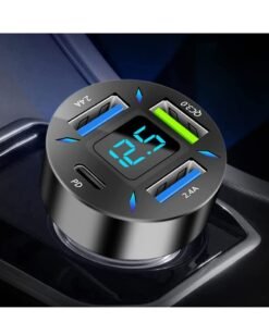 Barakah Car Charger Usb Adapter With Voltmeter 4 Ports Usb Type C Port Pd 3.1/Qc 3.0 Super Fast Charging Car Lighter Plug