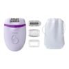 Philips BRE275 Corded Epilator With Cleaning Brush, Shaver, Shaver Comb, Massage Cap And Pouch White/Purple/Silver