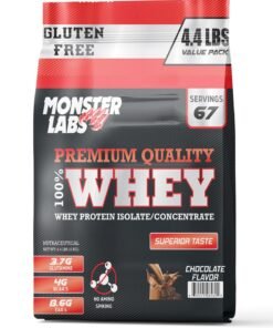 Monster Labs 100% Whey Protein Powder Primary Source Isolate, 23 Grams of Protein for Muscle Support and Recovery - Chocolate, 4.4 Lbs, 67 Servings