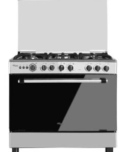 SUPER GENERAL 5 Burner Gas Cooker 90 x 60 Cm, Gas Oven With Thermostat, Rotisserie, Full Safety, Auto Ignition SGC901FS Silver/Black