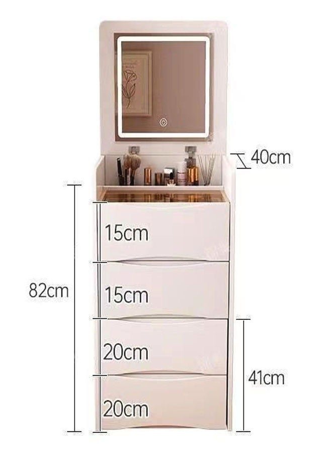 fashionhome Multifunctional Makeup Dressing Table Drawers Make Up Organizer Storage Cabinet Makeup Table Set with Touch Light Vanity Mirror and Cushioned Stool 40x40x82 Centimeter - Image 4