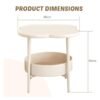 Anmi 2-Tier End Table, Sofa Side Table, Modern Small Coffee Table Accent Table, Clover Shaped Side Table, Modern Sofa Snack Table with Round Tray for Living Room, Bedroom, Balcony, Patio (White)