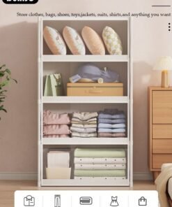Alternative view of DUNISO Portable Fabric Wardrobe, Large Capacity Dust Prevention Wardrobe Closet Organizer with 4 Storage Shelves, Clothes Storage Cabinet with Clear Dust Cover, Closet Organizer with Metal Frame for Bedroom Living Room