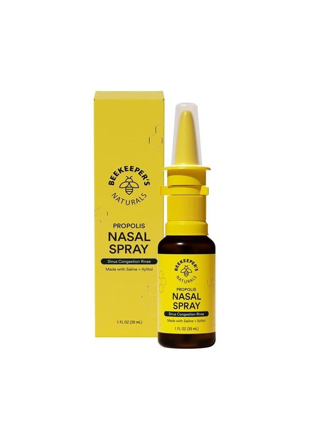 Beekeeper's Naturals Nasal Spray for Adults with Propolis, Xylitol & Saline, Clears Nasal Congestion, Moisturizes Sinus Canal, & Decongest Sinus Cavities, 1 fl oz