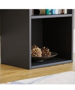 MODERN HOME Modern Slim 4-Tier Bookcase | Tall Narrow Cube Storage Shelf | Vertical Display Unit for Small Spaces | Black Finish - Image 4