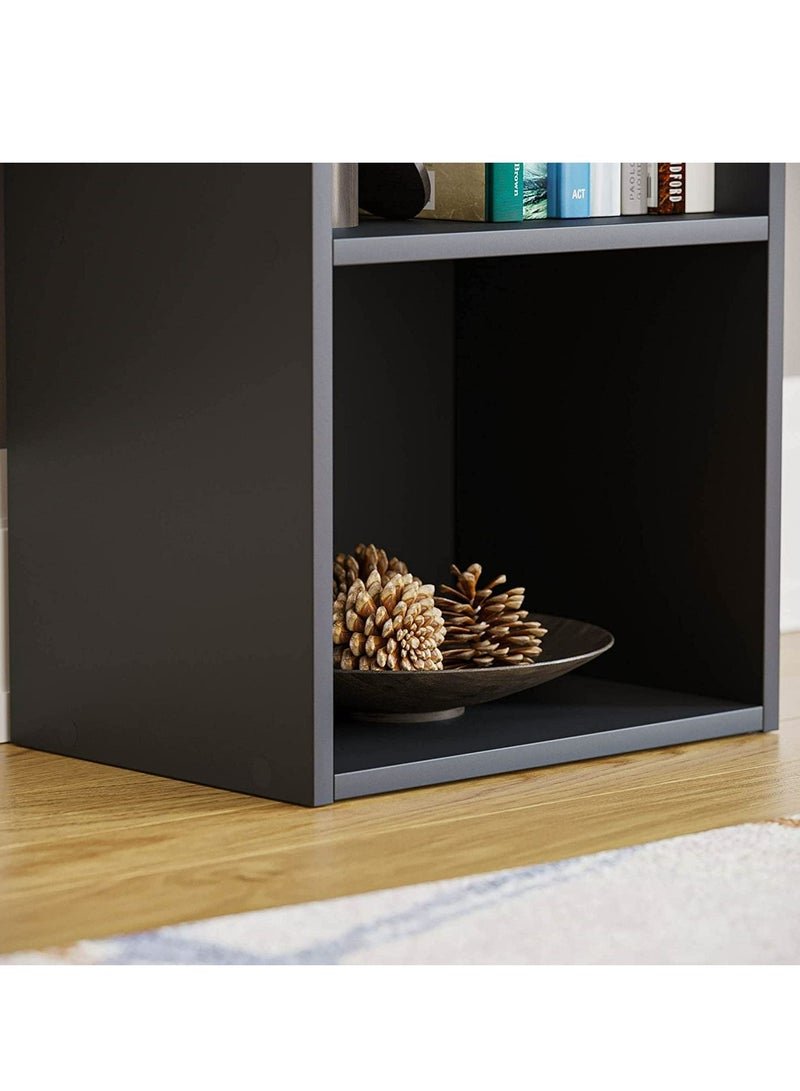 MODERN HOME Modern Slim 4-Tier Bookcase | Tall Narrow Cube Storage Shelf | Vertical Display Unit for Small Spaces | Black Finish - Image 4