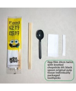 Disposable Chopsticks Four-Piece Set Hotel Meal Bag Tableware Hall Food Set Commercial High-End Four-In-One Chopsticks Wholesale-Color:Eat Delicious Chopsticks-Specifications:300 Sets