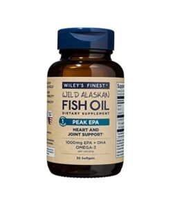 Wiley'S Finest Wild Alaskan Fish Oil Peak Epa - Triple Strength Peak Epa And Dha - 1000Mg Omega-3S, Sqf-Certified - 30 Softgels (30 Servings)