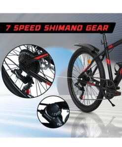ENDLESS  High Carbon Steel Mountain Bike | 17 Inch Frame Size | 26 Inch Wheel Size | 21 Speed Shimano Gear | Dual Disc Brakes | Bike For Men & Women | Black Red Color - Image 5