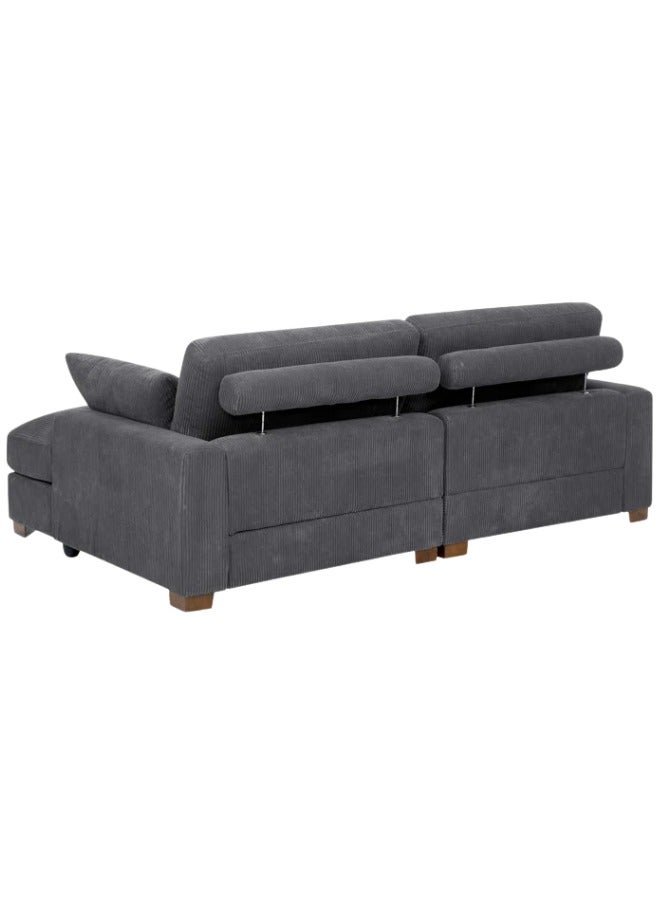 Mord 90'' Corduroy Sleeper Sofa Dark Grey