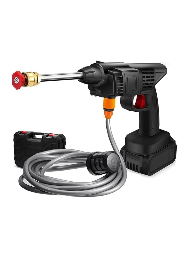 Cordless 48V Electric High Pressure Car Washer Manual Rechargeable Car Washing Machine with Adjustable 3-in-1 Nozzle and Hose Pipe for Washing Cars Watering Flowers Cleaning Floors