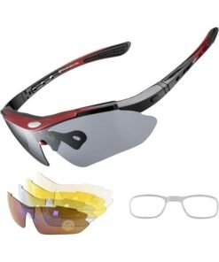 AIWANTO Polarized Sports Sunglasses – UV400 Cycling & Outdoor Glasses for Men & Women with 5 Interchangeable Lenses, Ultra-Light Frame & Myopia Inner Frame
