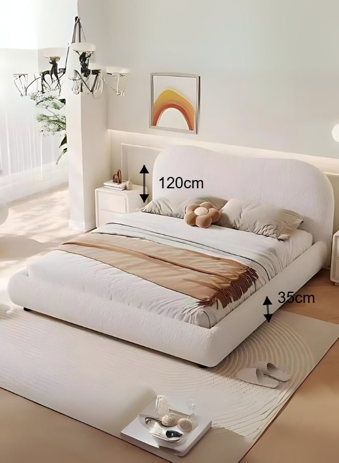 Bed and Mattress Home Cozy Cocoon Upholstered Premium Queen Size ( Mattress Size 160 X 200 CM ) Off White Color Bed Size 223 L X 175 W ( Mattress Sold Separately ) - Image 2