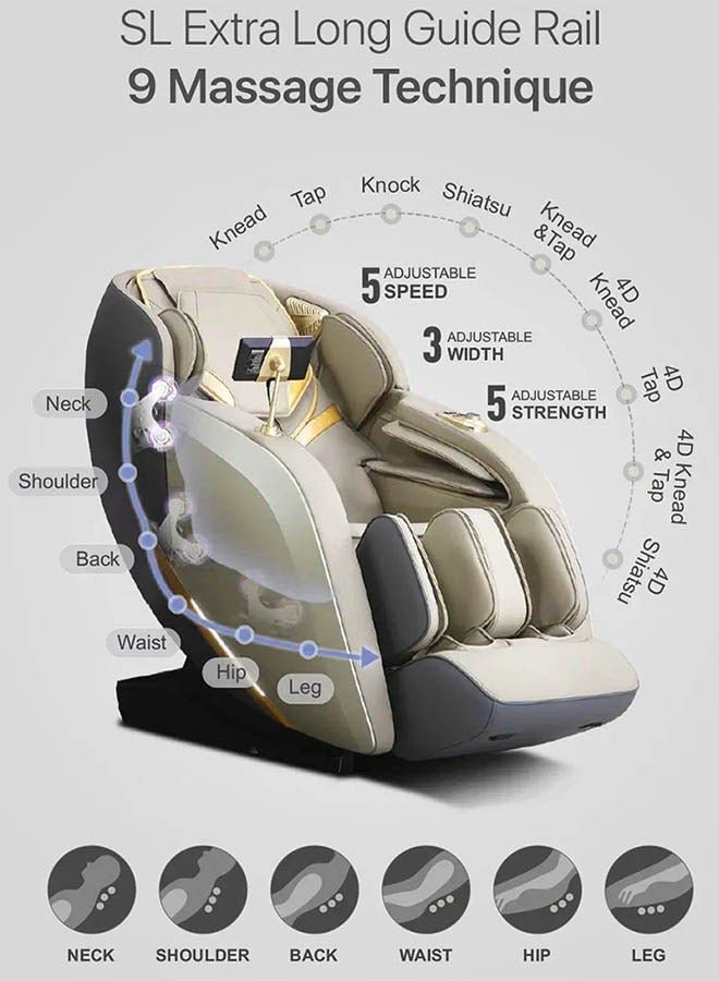 Nourest Nova 4D Full Body Massage Chair 3 Zero Gravity Position 15 Automatic Massage Programs Heating Therapy on waist & leg, Bluetooth Speakers, Voice Control - Brown - Image 3