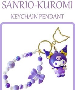 Sanrio Kuromi Keychain New Release Cute PVC Bag Charm Accessory Kawaii Purse Clip for Keys,Backpacks,Official Gift for Boys & Girls