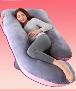 Squarecircle U-Shaped Cooling & Soft Full Body Pregnancy Pillow – Comfort and Back Relief Maternity Support Comfort and Back Relief -Maternity Pillows -The best gift for pregnant women（Pink and gray）