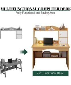 Alternative view of GGEROU Computer Desk with Storage Compartments, Home Office Desk Study Desk Modern Simple Workstation Study Table for Home and Office (Oak)