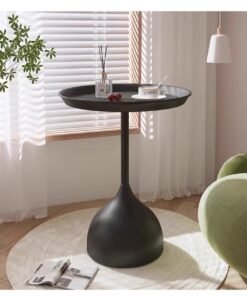 XiuWoo Coffee Table, Nordic Sofa Side Decorative Small Space Living Room Bedroom Patio, Vintage Metal End Table, Metal Iron Outdoor Round Table Weather Resistant Anti-Rust Outdoor, 40*60CM