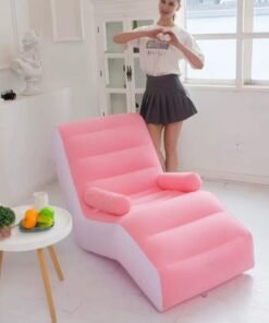 Executive LLC Inflatable Sofa With Airpump - Comfortable, Portable, Quick-Inflate, Durable Design for Indoor and Outdoor Relaxation, Ideal for Small Spaces Like Bedroom and Living Room, Indoor Sofa Lounge with Handrails (Pink)
