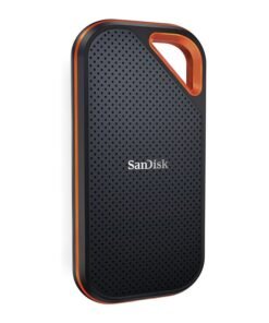 sandisk 4TB Extreme PRO Portable SSD V2, USB 3.2 Gen 2x2 Type-C, Up to 2000 MB/s Read & Write Speeds, 256-Bit AES Hardware Encryption, Carabiner Loop, IP65, Black - Orange | SDSSDE81-4T00-G25