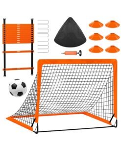 XiuWoo Kids Soccer Goals for Backyard Set, 120x90cm Soccer Nets for Backyard, Portable Pop Up Soccer Goal Training Equipment with Soccer Ball, Cones, Bag Sports for Kids Youth Toddler Games, orange