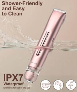 Zarra Traders 2-in-1 Bikini Trimmer & Facial Hair Remover for Women, Electric Razor, IPX7 Waterproof Rechargeable Lady Shaver for Face, Upper Lip, Bikini Area & Body (Rose Gold)