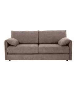 NEO FRONT FURNITURE Sofa Bed SP370 – 3-Seater Convertible Sofa & Couch with Armrests, Light Brown, Solid Wood Frame, Polyester Upholstery