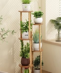 WALALLA 6 Tier Floor-Standing Plant Stand Bamboo Bonsai Display Storage Shelf for Balcony Living Room Garden Patio Offic Display Pot Shelf Holder