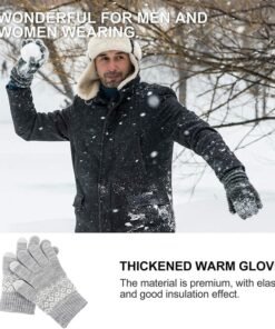 Alternative view of Luckam Women's Winter Touch Screen Gloves, Warm Fleece Lined Knit Gloves Elastic Cuff Winter Texting Gloves, Unisex Winter Warm Windproof Solid Color Knitted Mittens, Gloves with Touchscreen Fingers (Grey)