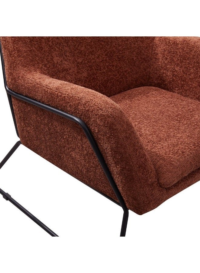 DANUBE HOME Akira 1 Seater Fabric Accent Chair | Armchair | Modern Design Single Seater Accent Chair | Comfortable Living Room Furniture L76xW85xH87cm - Rust - Image 4