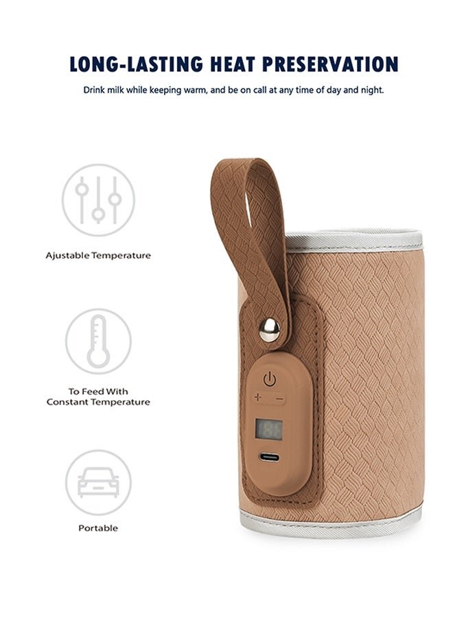 ABOUTBABY Baby Bottle Warmer, Baby Bottle Warmer Portable, Rechargeable Baby Bottle Warmer to Go, Temperature Adjustable Portable Baby Bottle Warmer