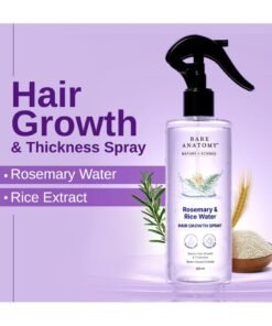 BARE ANATOMY Nature x Science Rosemary Water Spray for Hair Growth & Hair Thickness with Rice Water |100% Natural Extract | Soft & Smooth Hair| Controls Hairfall| Non-Greasy & Fast Absorbing | 200 ml