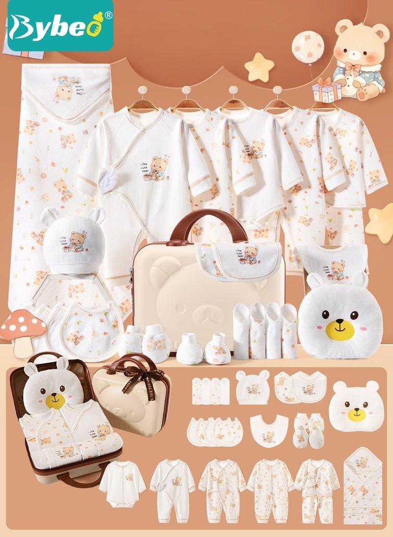 Bybeo 26PCS Newborn Baby Gifts Set, Newborn Layette Gift Set, Baby Clothes Accessories Set for Boys and Girls, Premium Cotton, Perfect Gift Box with Beautifully Suitcase for Spring Summer Autumn Winter