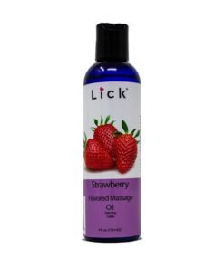 LICK Strawberry Flavored Massage Oil for Massage Therapy - Relaxing Muscle Massage for Men and Women with Natural Vitamin e Oil with Aromatherapy Oils for Skin use - Essential moisturizing Body Oils 4 oz