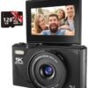 ZONBON Digital Camera, 5K Point and Shoot Digital Cameras with 128GB SD Card, 75MP Digital Camera for Photography and Video, Vlogging Camera with 3'' Flip Screen, 18X Digital Zoom Cameras Digital for Kids Boys Girls