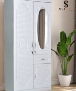 SULSHA 2 Door Wooden Wardrobe Cabinet Cupboard Engineered Wood Perfect Modern Stylish Heavy Duty With Mirror