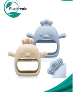 Flushrenic 2 packs of teething toys for babies, suitable for children aged 0-6 months to 6-12 months, food-grade silicone teething gloves, anti-drop wrist teething toys for babies, satisfying sucking needs, BPA-free.