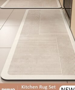DUNISO 2 PCS  Kitchen Mats and Rugs Set , Non Slip Heavy Duty Standing Mat, Quick Dry Diatom Mud Floor Mat,  Extra Soft and Absorbent Floor Mats for  Kitchen, Bath, Office, Laundry(40*60cm+40*120cm)