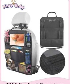 Kissy Baby Car Seat Organiser, Kick Mats Back Seat Protector with Touch Screen Tablet Holder, Car Backseat Organiser for Kids, Car Travel Accessories, Car Organiser with 10 Storage Pockets, 2 Pcs