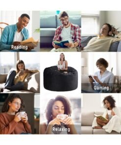 Alternative view of COMFY BLACK CLASSIC VELVET BEAN BAG XL WITH VIRGIN BEAN FILLING