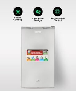 GEEPAS Defrost Mini Fridge 110L Capacity With Lamp, Door Lock & Key | Low Noise Design, Compact, Powerful Compressor, Energy Saving, Faster Cooling, Adjustable Thermostat GRF115SPEH Silver