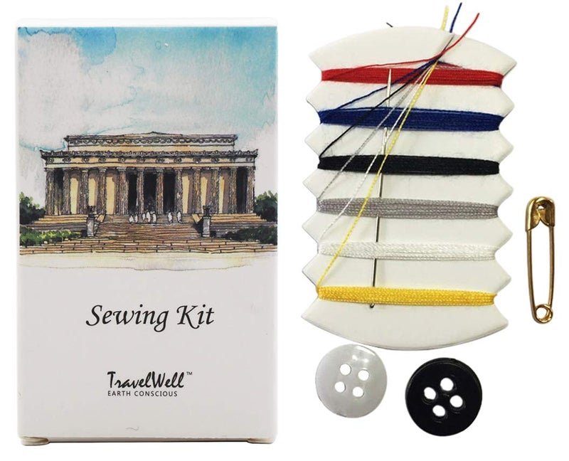 Travelwell Travel Well Sewing Kit Hotel Envelope - 100 Individually Wrapped Sets - Mini Compact Portable Embroidery Repair Kit for Travel & Hospitality Amenities