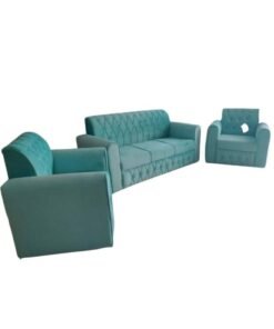 Maharat Al Bahar 5– Seater sofa set Fabric With 5 Pillow -1+1+3- Light Blue 250x80x80