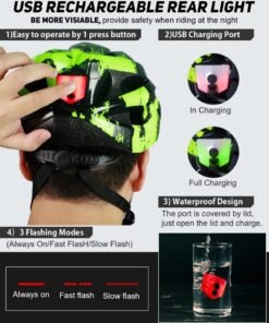 Arabest Bike Helmet with USB Rechargeable LED Light Detachable Goggles and Sun Visor, Mountain & Road Bicycle Helmets for Men Women Adult Cycling Helmets - Image 3