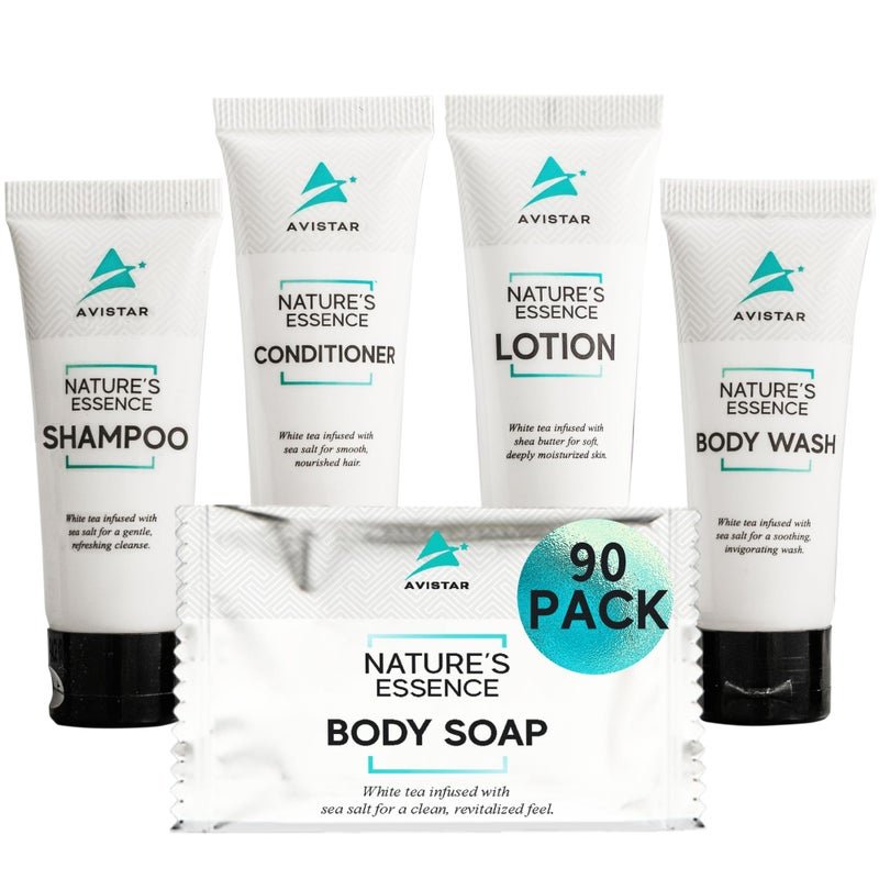 Avistar 90 Piece Hotel Soap Bulk Toiletries Travel Essentials for Hosts Guests Hotel Shampoo Conditioner Supplies for Guests Hotel Toiletries Bulk Set Mini Bulk Travel Size Toiletries