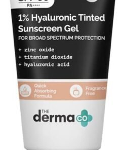 THE derma Co 1% Hyaluronic Tinted Sunscreen For All Skin Types Spf 60 Gel, Pa++++, No White Cast, Lightweight, Broad Spectrum Protection - 30g